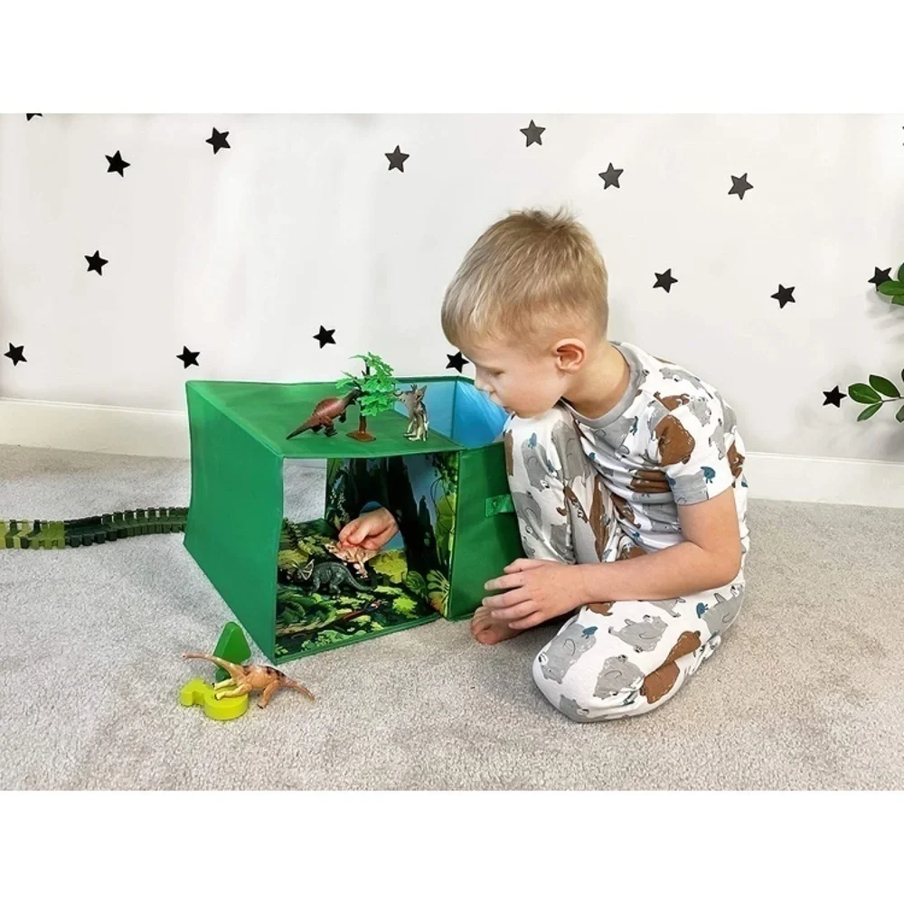 Brand New 2 in 1 Collapsible Toy Storage Box with Roll Out Play Mat Jungle Theme